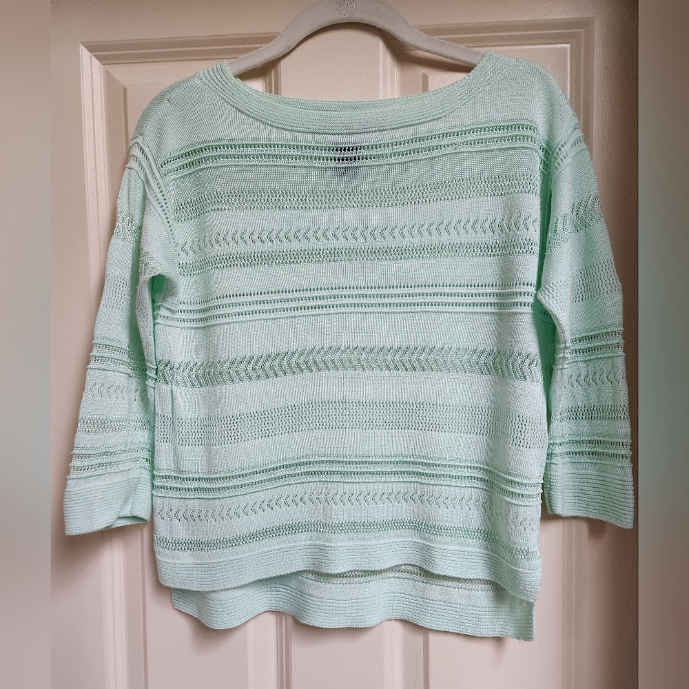 White House Black Market Womens Mint Green Open Knit Sweater, Size S